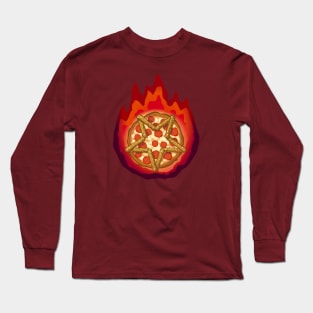 Satanic Pizza, fire version Long Sleeve T-Shirt